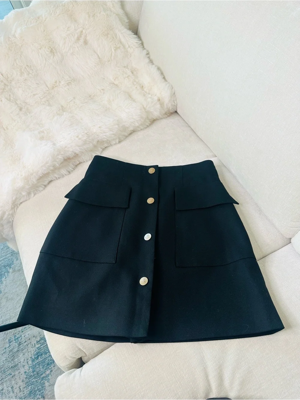 Black Button-Front A-Line Skort size XS MARSEGO - Picture 5 of 13